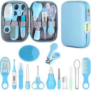Baby Grooming Kit : Newborn Care Set with Brush, Comb, Nail Clipper & Nasal Aspirator