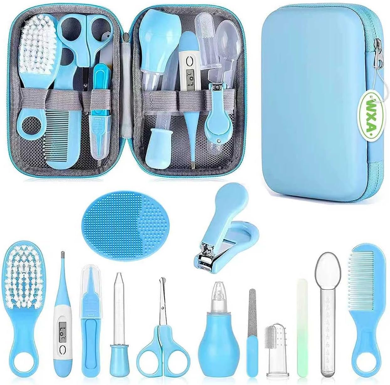 Baby Grooming Kit : Newborn Care Set with Brush, Comb, Nail Clipper & Nasal Aspirator